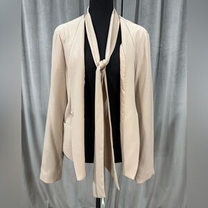 Elegant Cream Women's Jacket with Removable Scarf Detail
